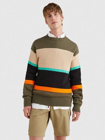 Suéteres Tommy Hilfiger Colorblock Crewneck Verdes Multicolor | MX_M31153