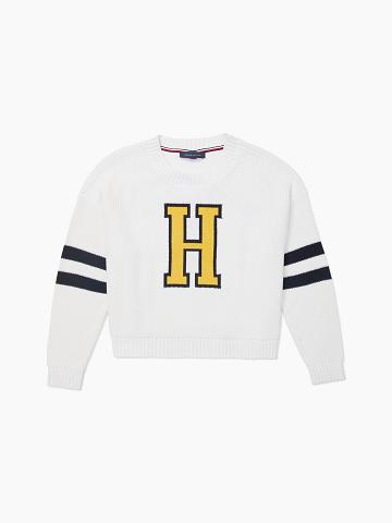 Suéteres Tommy Hilfiger Essential Cropped H Blancos | MX_W21346