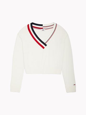 Suéteres Tommy Hilfiger Essential Varsity Blancos | MX_W21353