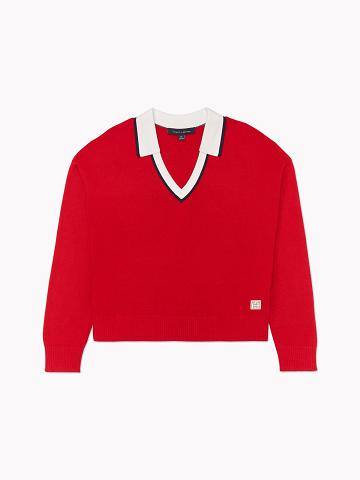 Suéteres Tommy Hilfiger Johnny-Collar Rojos | MX_W21355