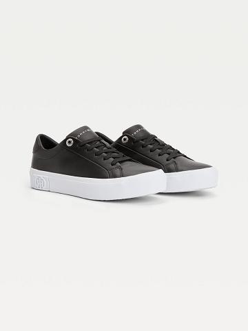 Tenis Tommy Hilfiger Cuero Creeper Negros | MX_W21632